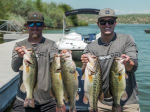 Conrad and Demecs hold up 5 massive bass from a great day at Saguaro Lake