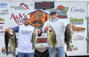 Cody Benton & Josh Hodge holding 17.70 worth of Largemouth Bass at Martinez Lake for the Cactus Cup Team Trail