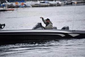 Kirk McKinney Owner of Arizona Boat Works in his bass boat